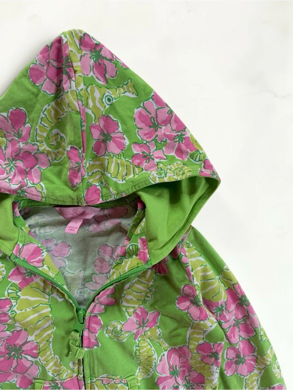 LILLY PULITZER VGUC Colorful Tropical Print Full Zip Hoodie